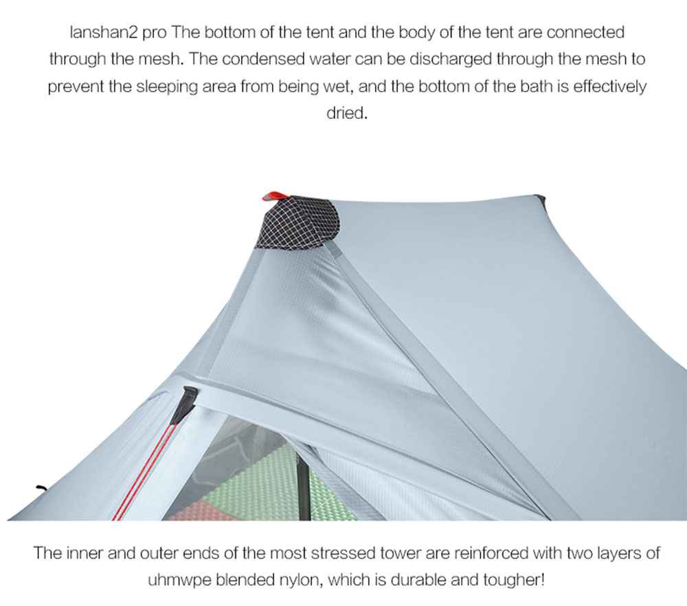 Cheap Goat Tents 3F Lanshan 2 Pro Just 915 Grams 2 Side 20D Silnylon LightWeight  2 Person No See Um 3 And 4 Season Backpacking Camping Tent Tents 